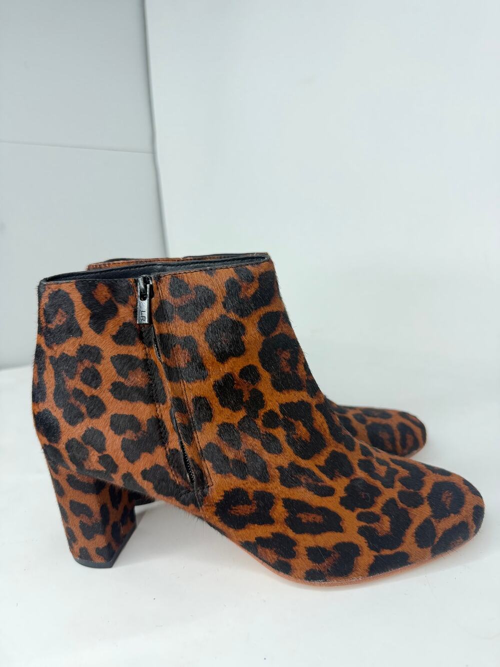 Loeffler Randal Greer Leopard Calf Hair Booties Sz.8.5B